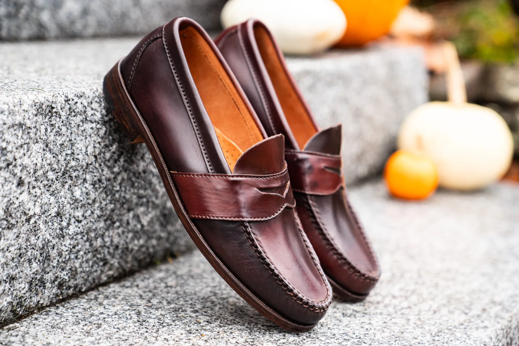 Blue Isle Weltline Penny Loafers - Espresso Shell Cordovan