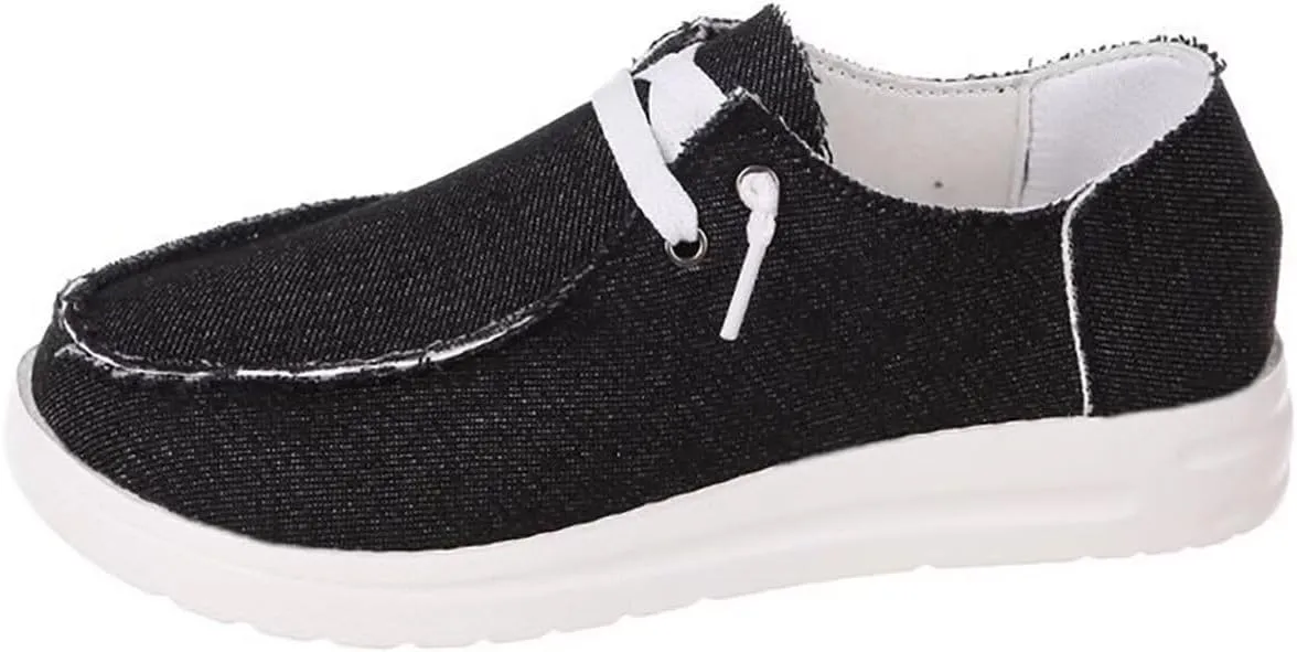 Canvas Sneakers for Women Slip-Ons Flats Ladies Loafers Men Comfort Lace Up Loafers Shoes Foam Flat Shoes Lace-Up Slip On Women Comfortable Print Sneakers