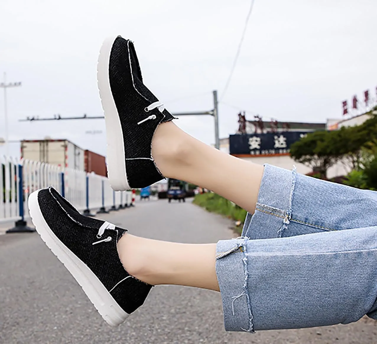 Canvas Sneakers for Women Slip-Ons Flats Ladies Loafers Men Comfort Lace Up Loafers Shoes Foam Flat Shoes Lace-Up Slip On Women Comfortable Print Sneakers