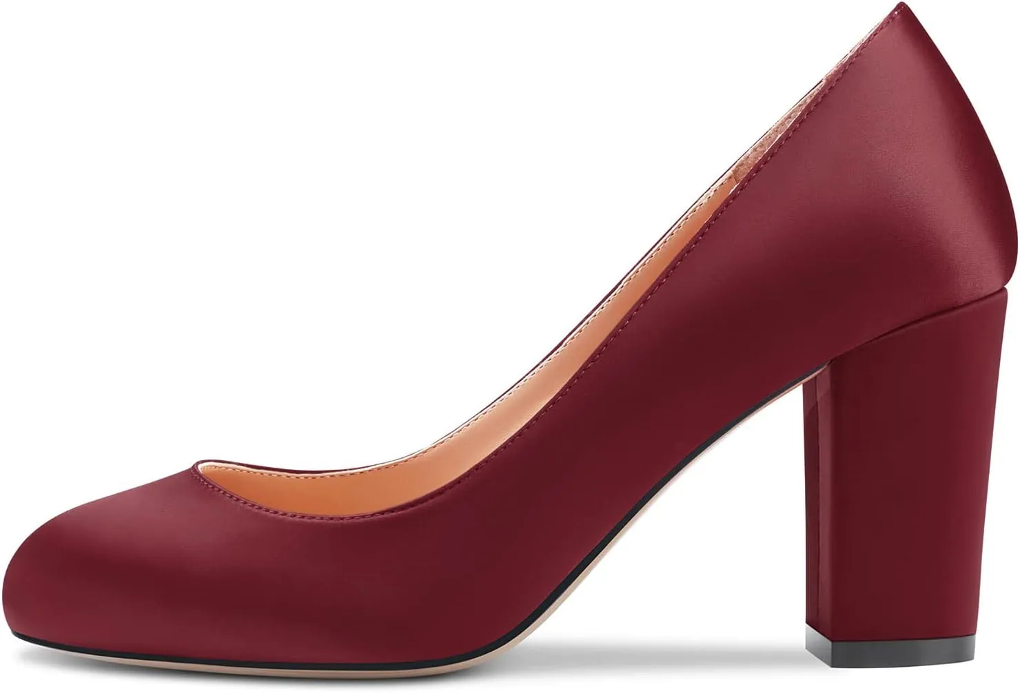 Castamere Women Chunky Block High Heel Round Toe Slip-on Pumps Wedding Party Dress 3.2 Inches Heels Shoes
