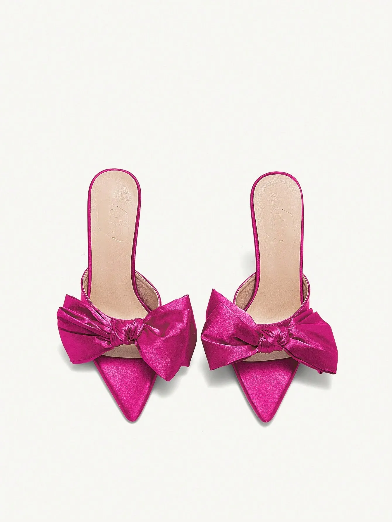 CUCCOO CHICEST Women's Fashionable Pink Elegant Bowknot Pointed Toe Stiletto Mules High Heeled Sandals