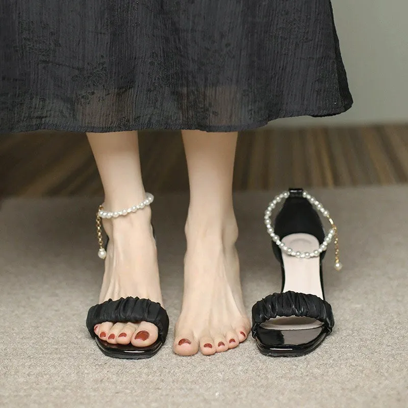 DEANWANGK  Thick High Heel Sandals for Women  Summer New Fashion Fairy Style All-Match Sandals High-Profile Figure Buckle Sandals for Women