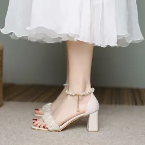 DEANWANGK  Thick High Heel Sandals for Women  Summer New Fashion Fairy Style All-Match Sandals High-Profile Figure Buckle Sandals for Women