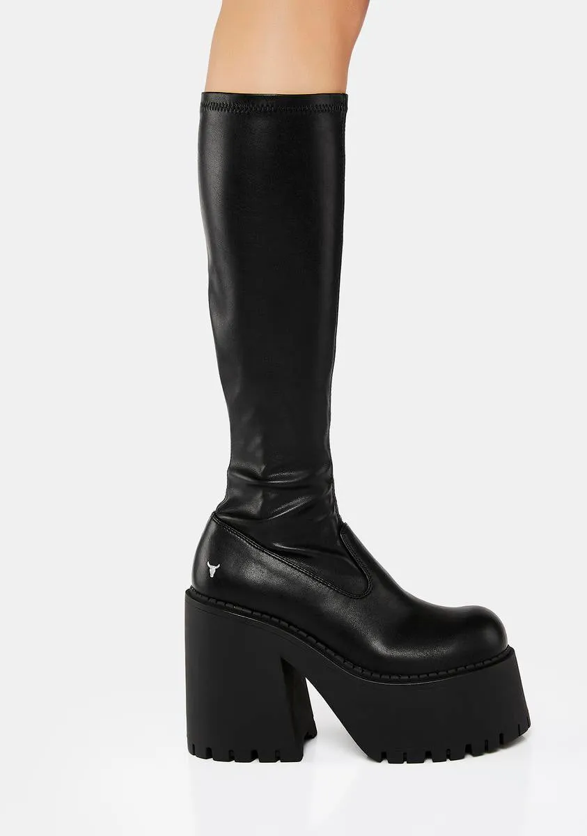 Dreamz Black Stretch Sock Boots