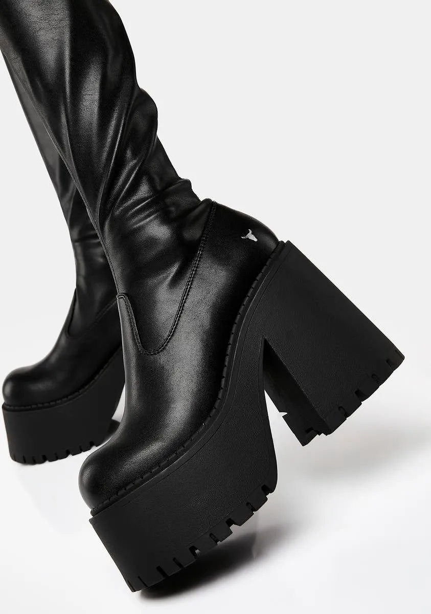 Dreamz Black Stretch Sock Boots