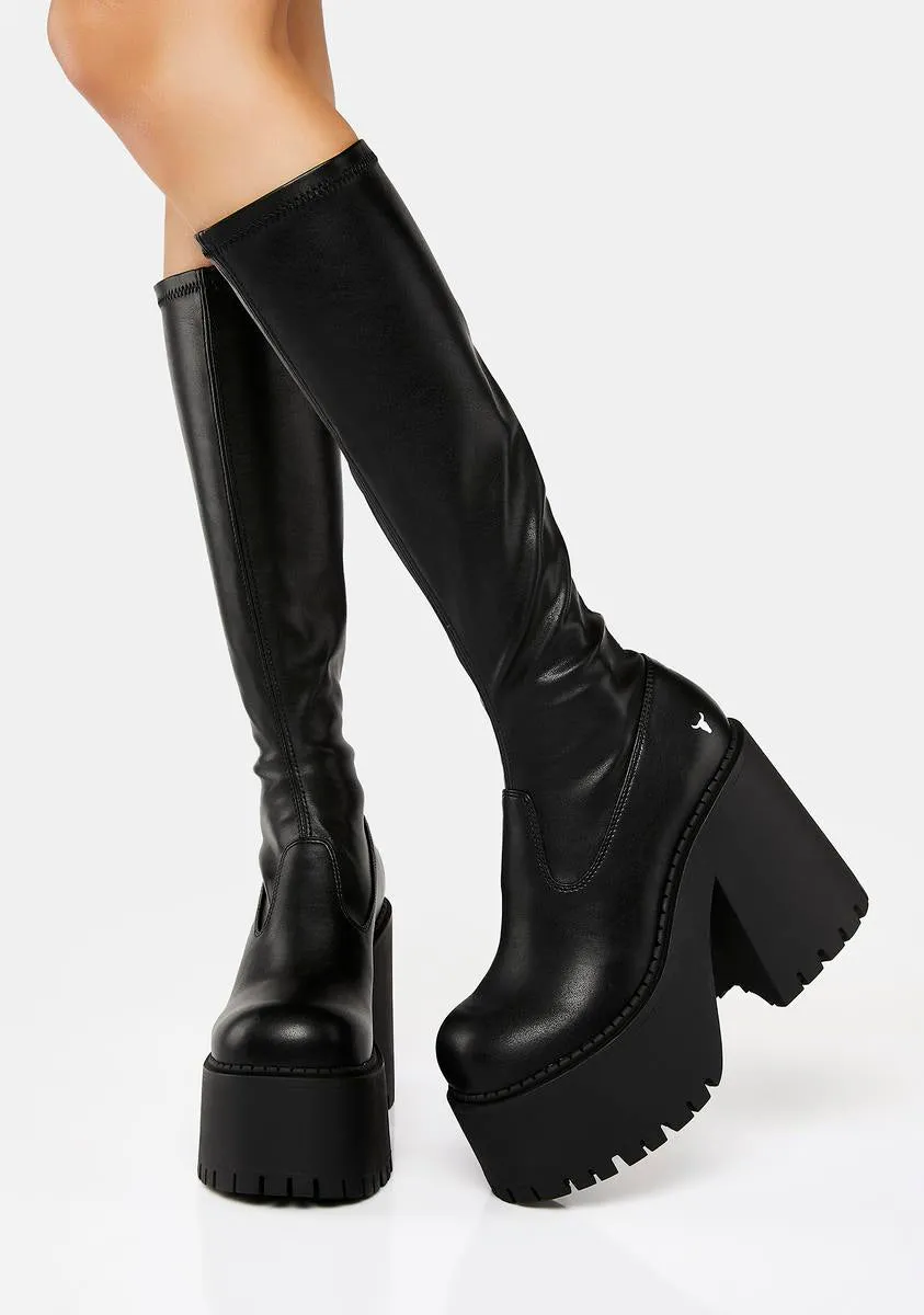 Dreamz Black Stretch Sock Boots