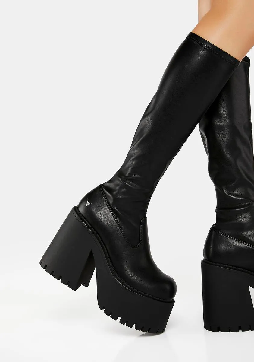 Dreamz Black Stretch Sock Boots