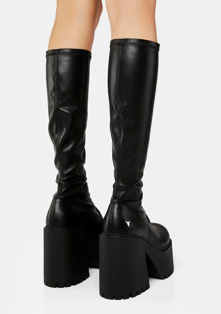 Dreamz Black Stretch Sock Boots