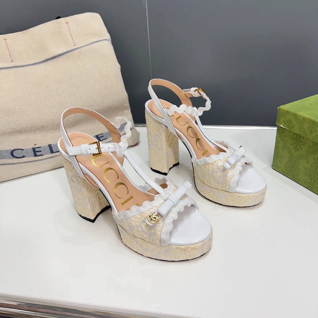 GG 105 HIGH HEEL SANDAL WHITE STRAW
