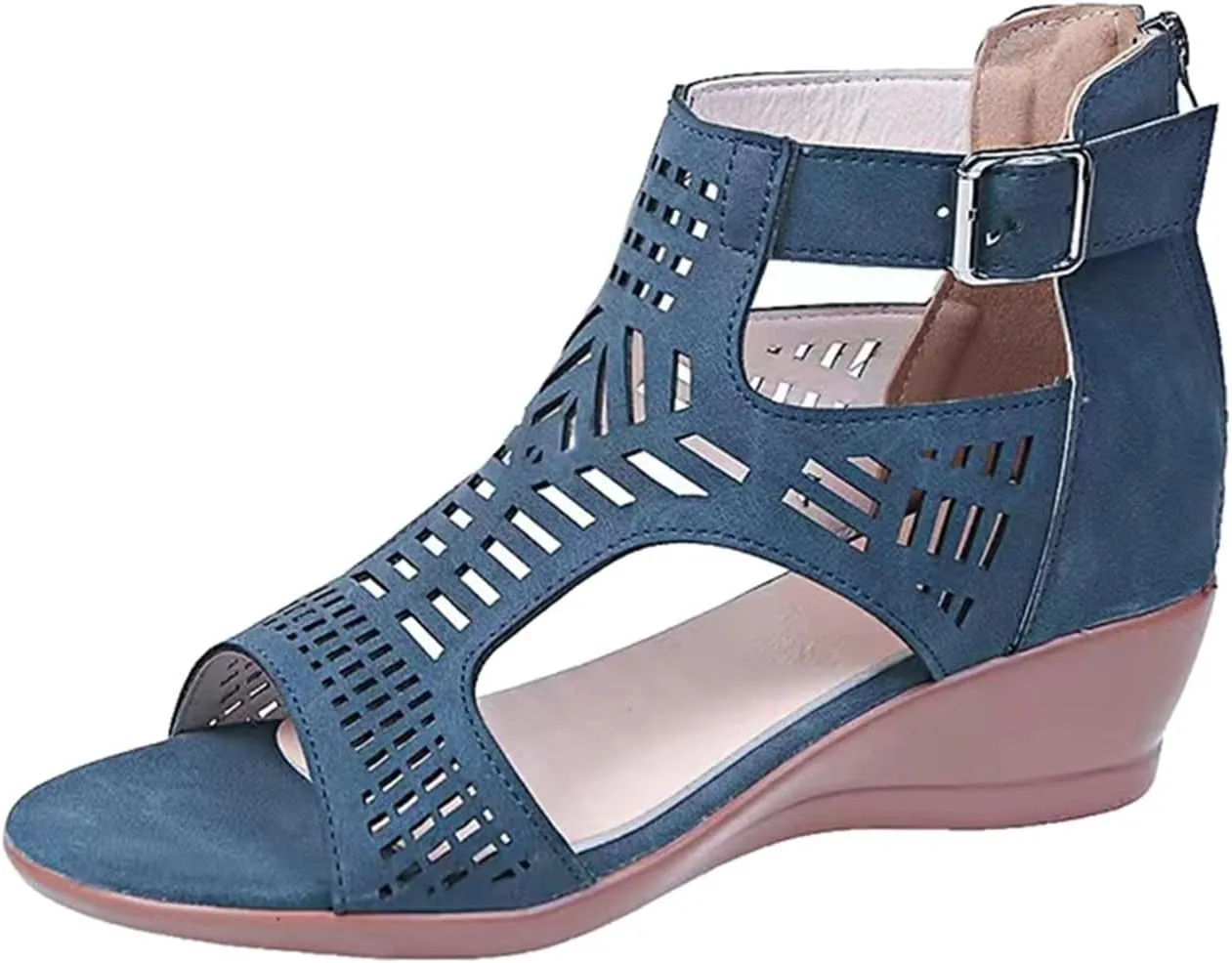 Gladiator Sandals for Women 2024 Bohemia Summer Sandals Open Toe Bohemian Sandals Beach Vacation Shoes Zipper Sandal