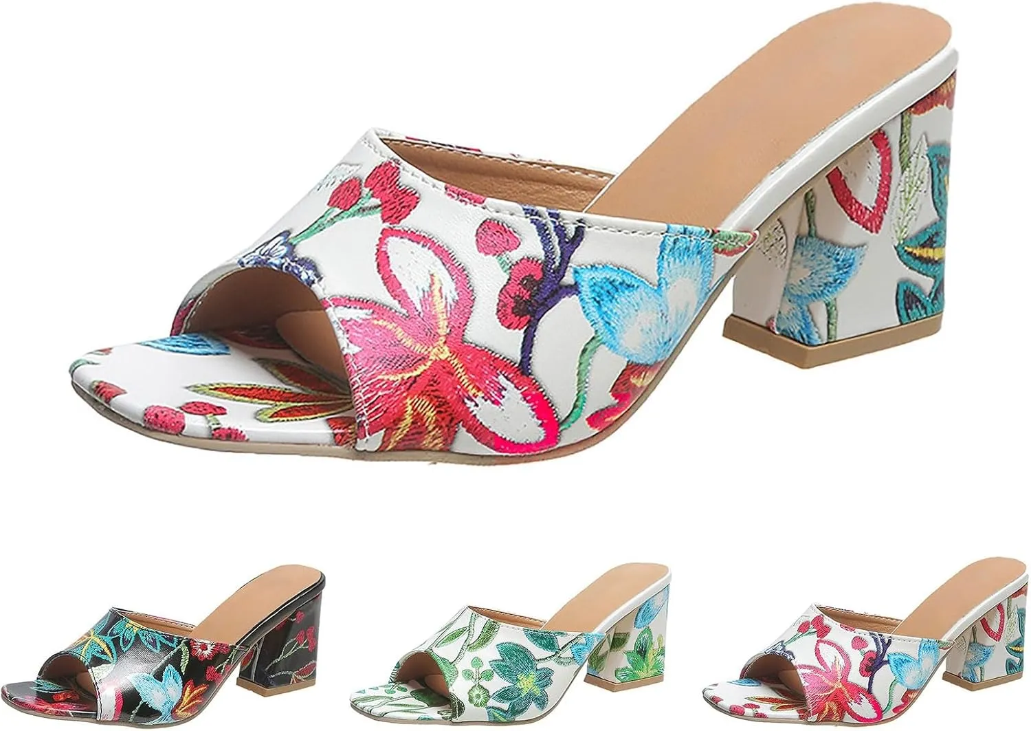 High Heel Sandals For Women Open Toe Chunky Heel Beach Sandal Fish Mouth Slingback Mules Comfortable Slip On Dress Shoes