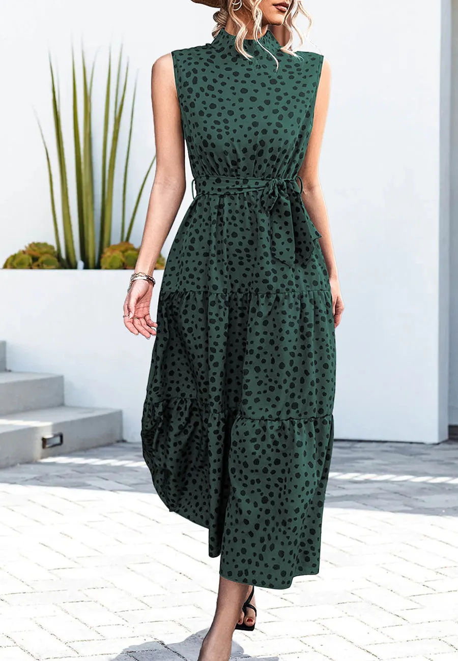 High Neck Cheetah Print Dress