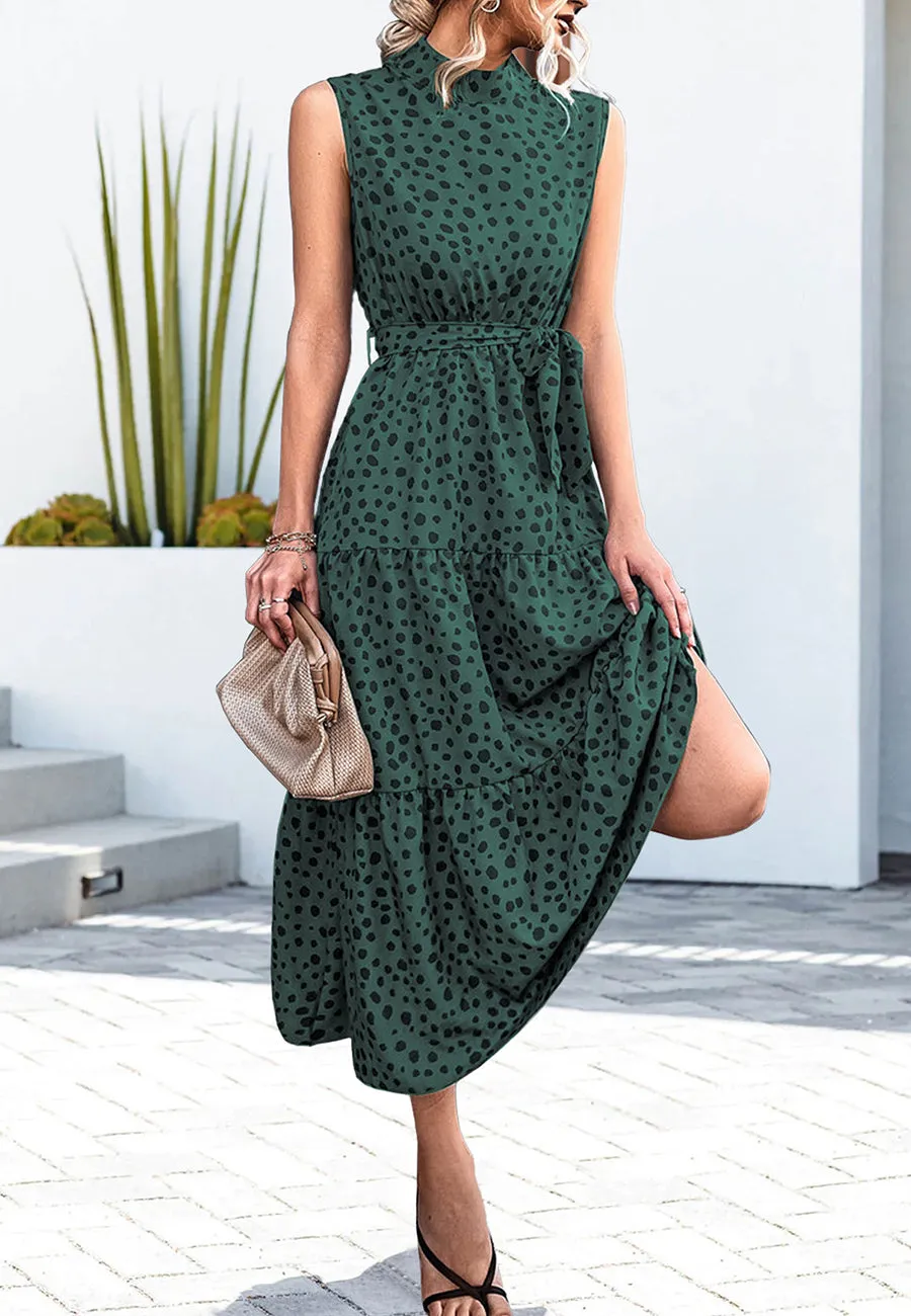 High Neck Cheetah Print Dress