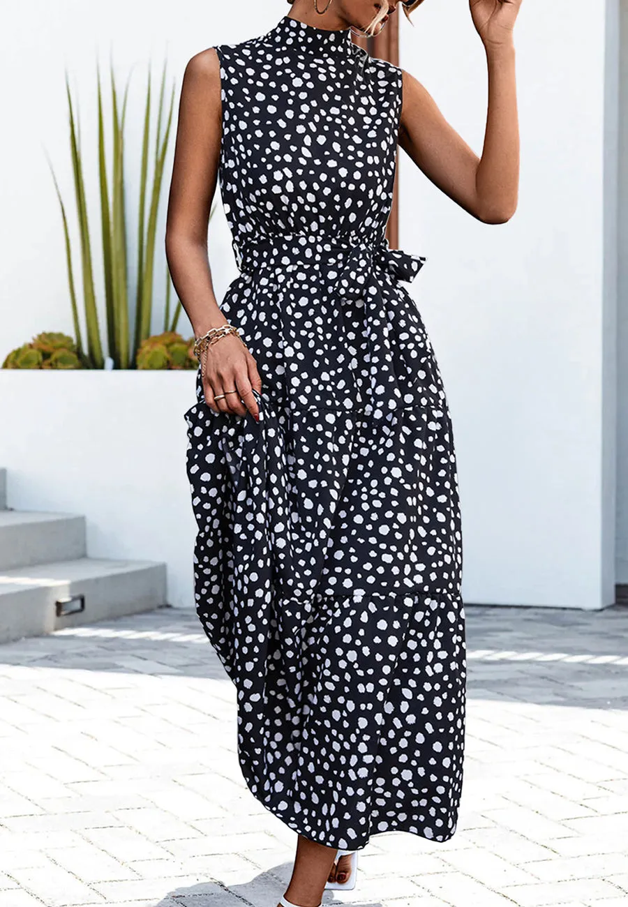 High Neck Cheetah Print Dress