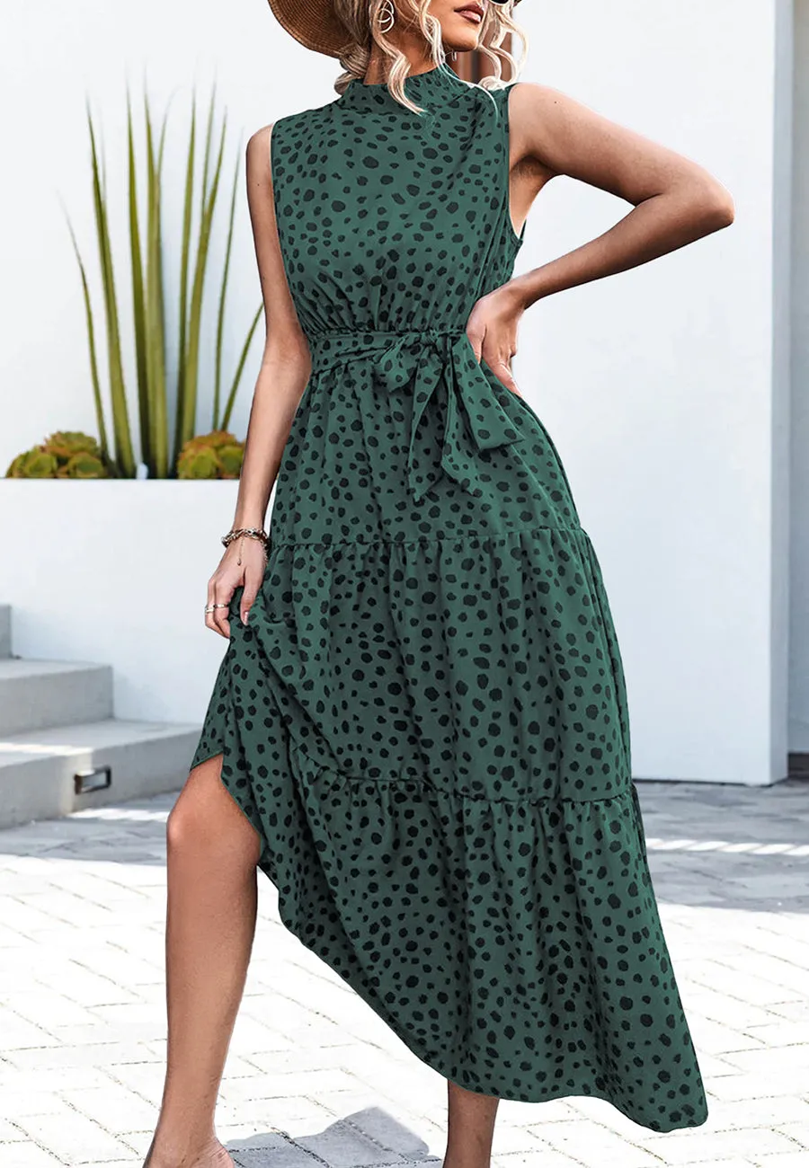 High Neck Cheetah Print Dress