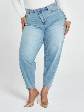 High Rise Light Wash Curved Jeans in Medium Blue Wash