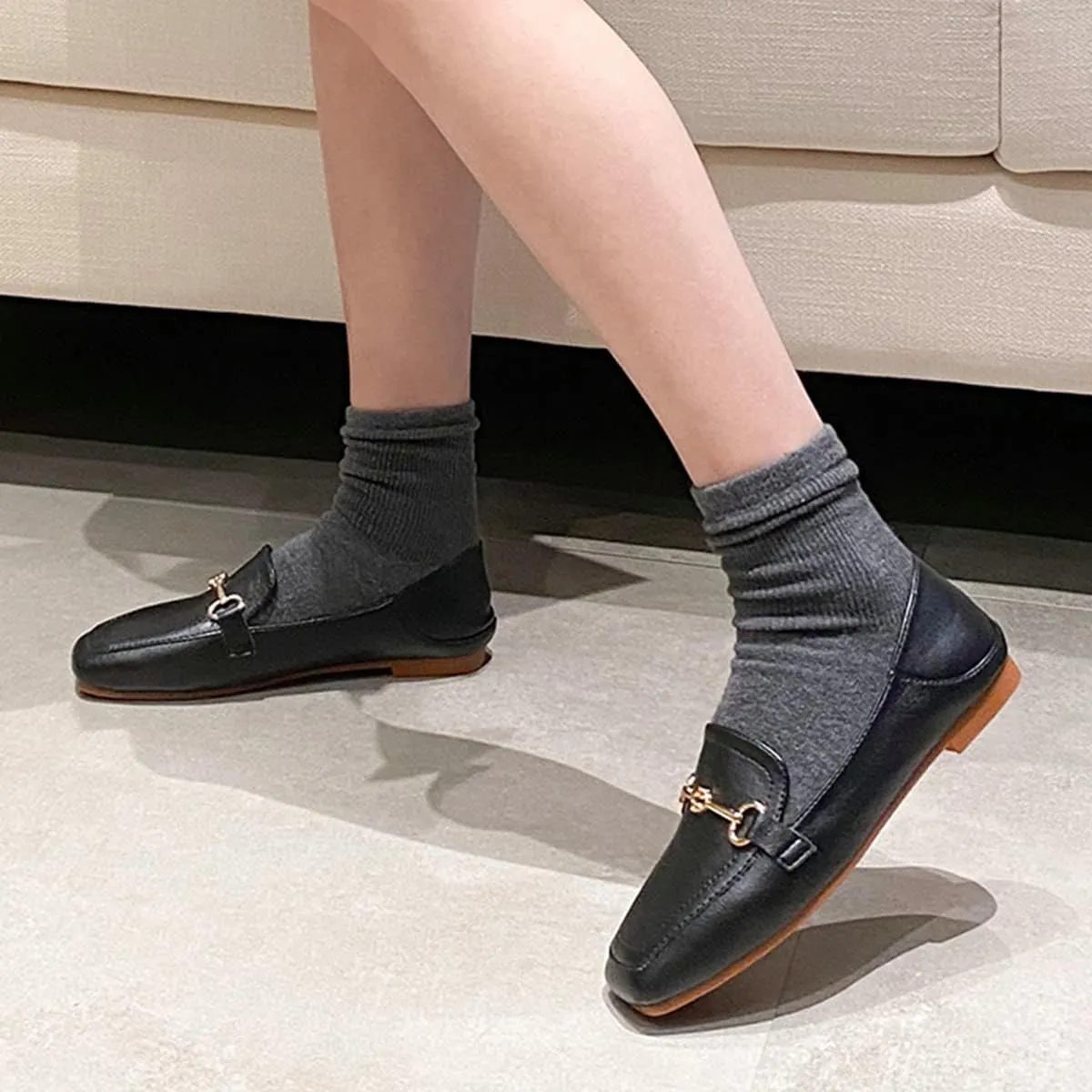 JOEupin Women's Penny Loafers Comfort Slip On Casual Flat Shoes Classic Walking Business Office Shoes