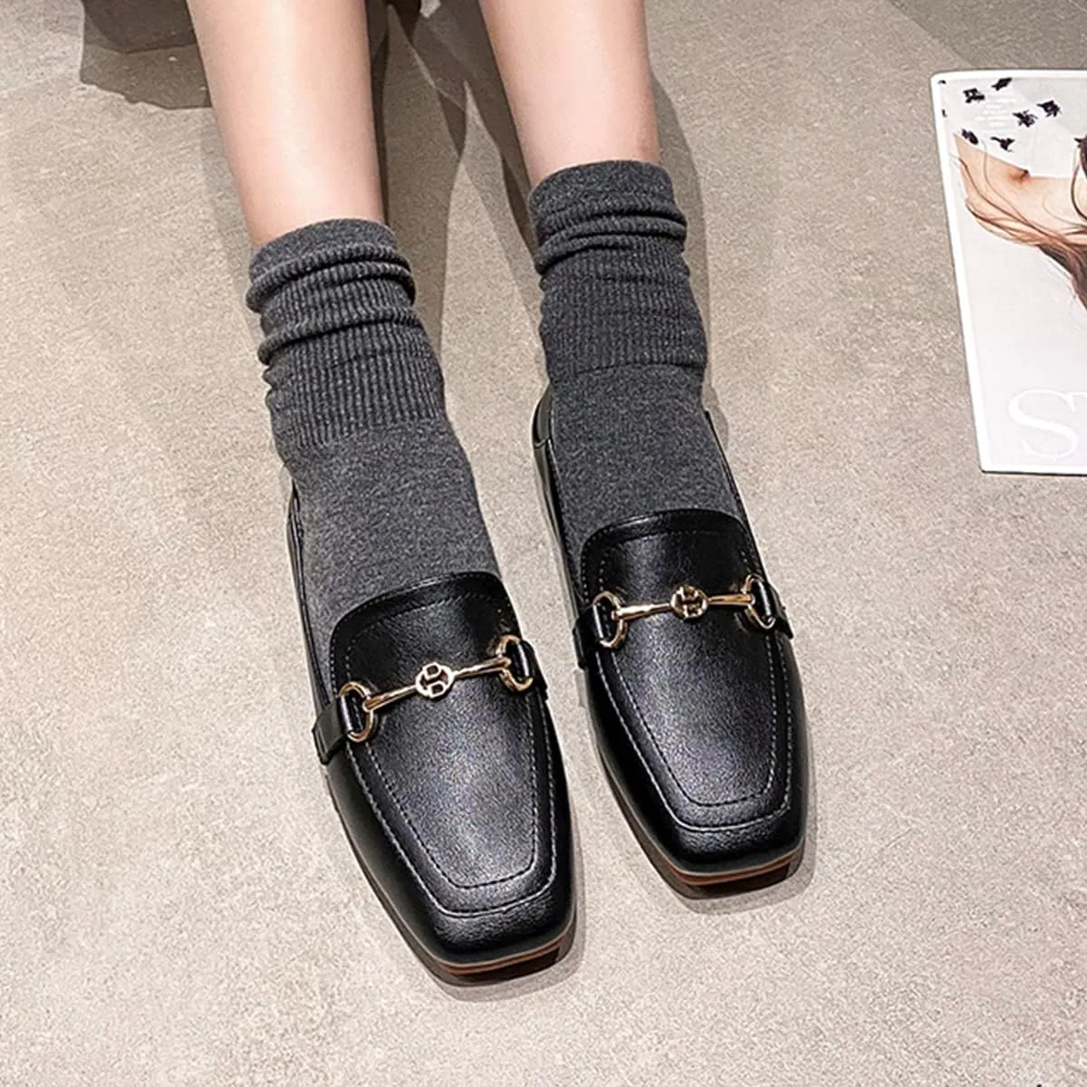 JOEupin Women's Penny Loafers Comfort Slip On Casual Flat Shoes Classic Walking Business Office Shoes