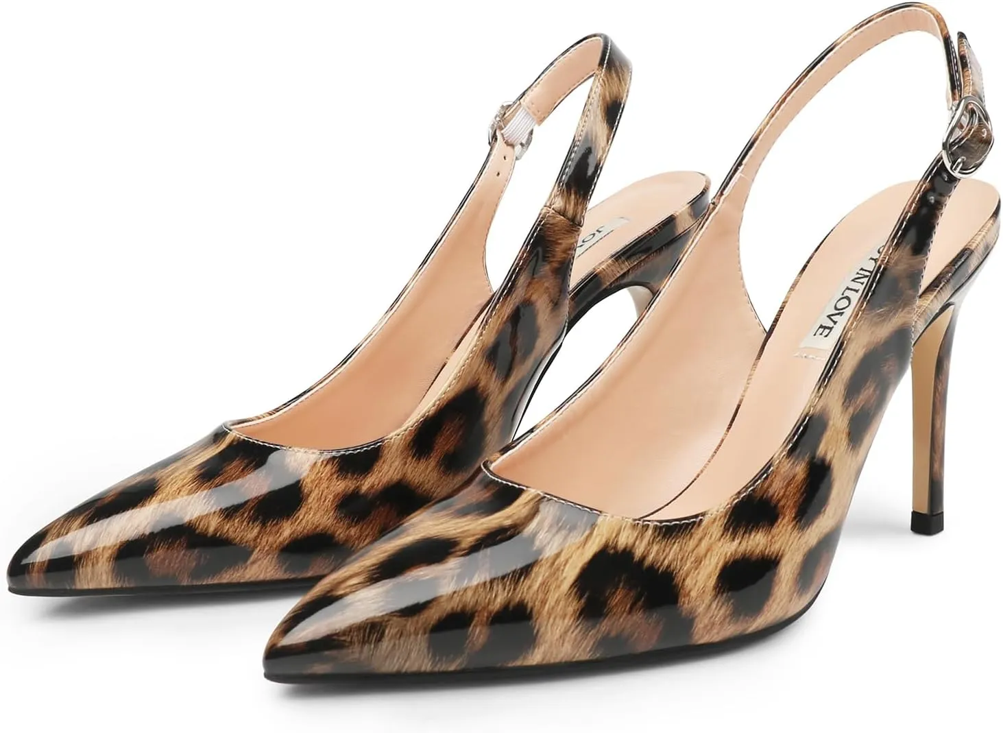 JOY IN LOVE Womens Slingback High Heels Stiletto Pointed Closed Toe Pumps