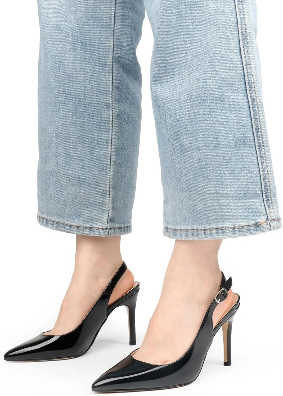 JOY IN LOVE Womens Slingback High Heels Stiletto Pointed Closed Toe Pumps