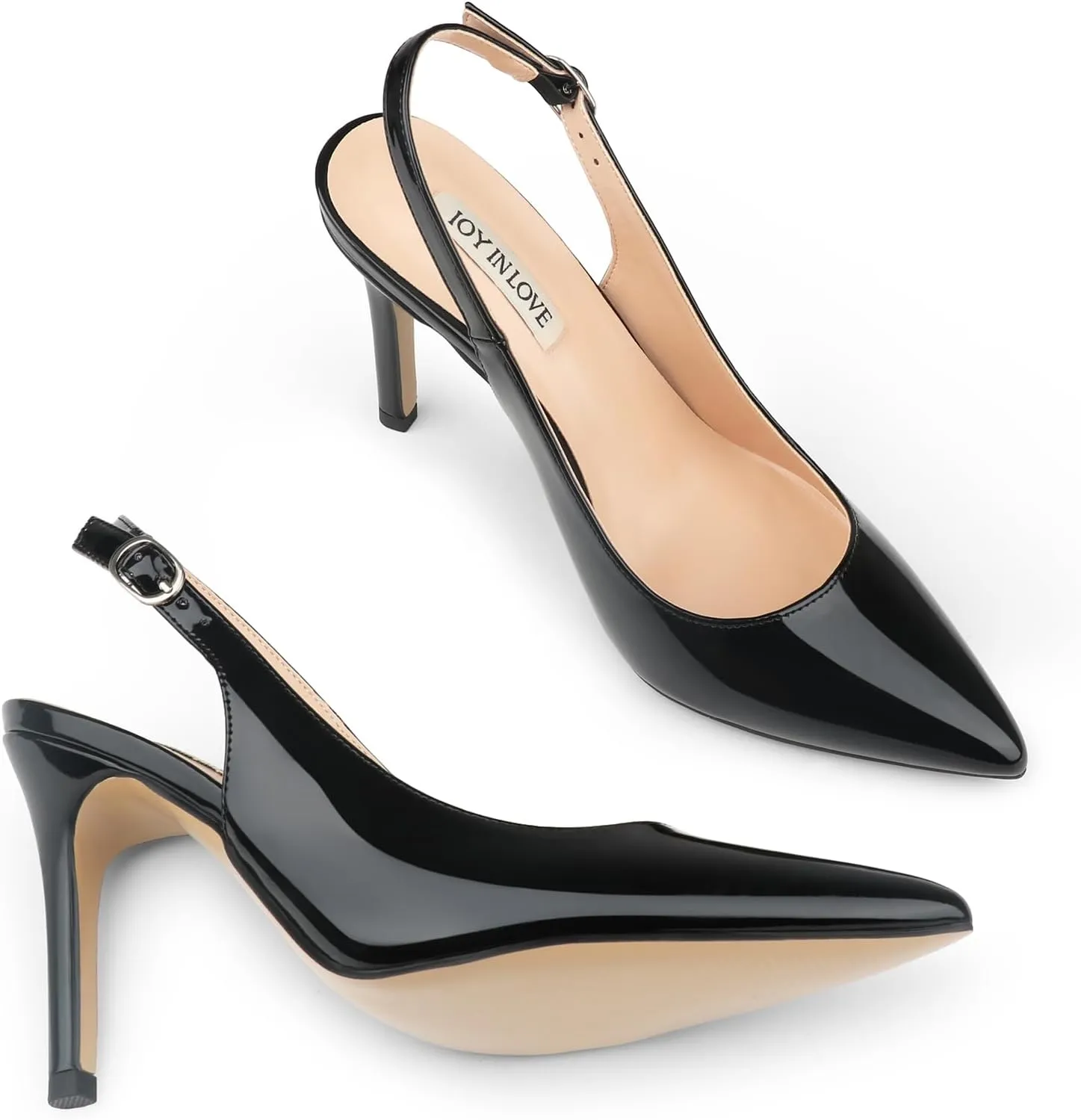 JOY IN LOVE Womens Slingback High Heels Stiletto Pointed Closed Toe Pumps