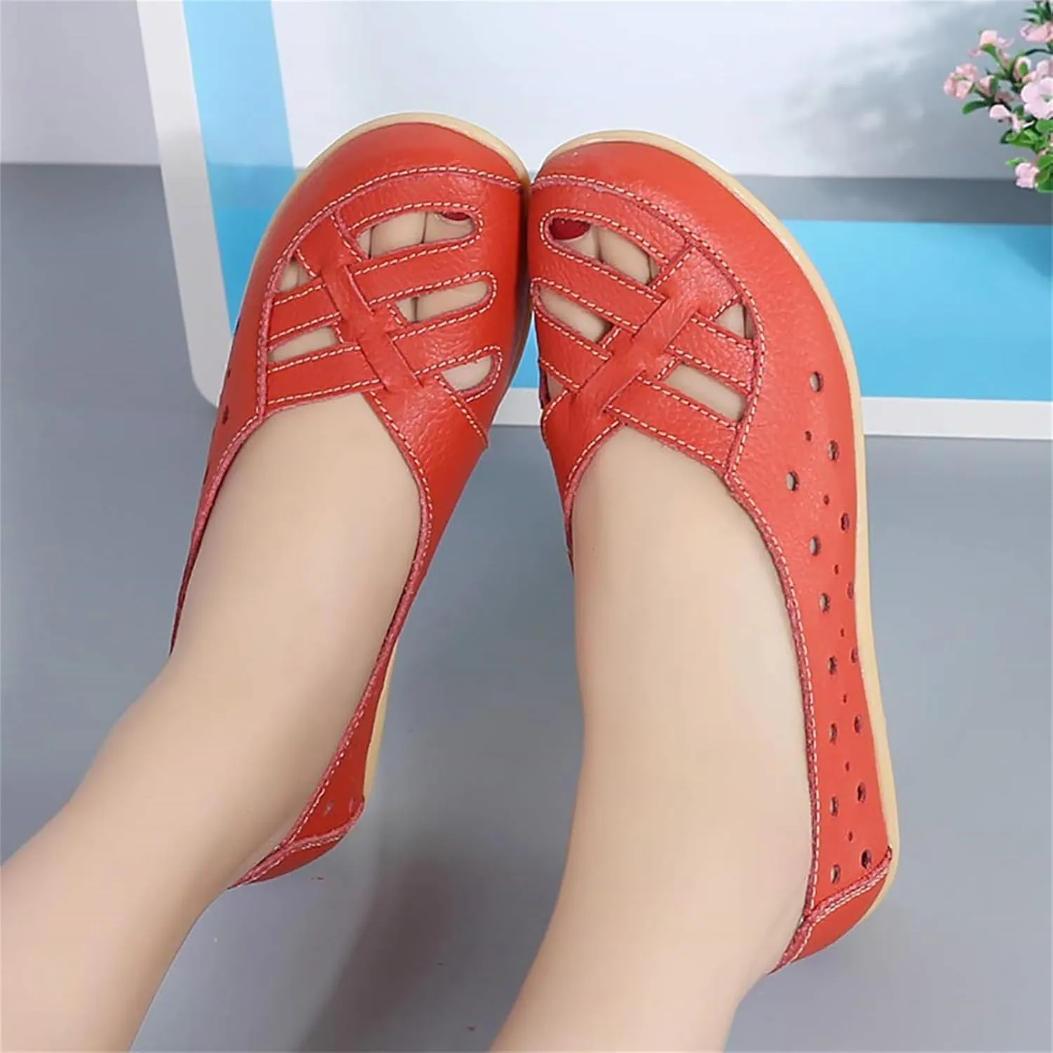 Loafer Casual Flats for Women Penny Comfort Slip On Shoes Wide Width Walking Orthopedic Loafers Comfortable Moccasins Breathable Lightweight Round Toe Nurse Loafer Driving Walking Flat Work Shoes
