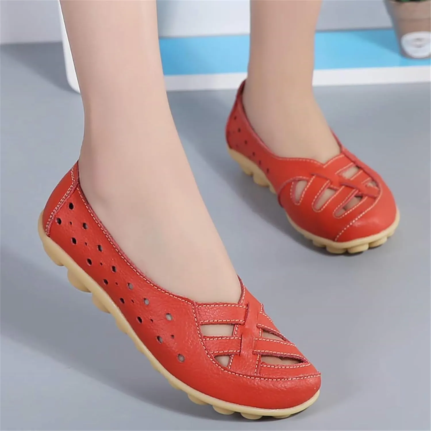 Loafer Casual Flats for Women Penny Comfort Slip On Shoes Wide Width Walking Orthopedic Loafers Comfortable Moccasins Breathable Lightweight Round Toe Nurse Loafer Driving Walking Flat Work Shoes