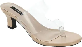 Masseys Women's Arden Low Heel Dress Sandal, 11 M (Medium), Clear-Nude
