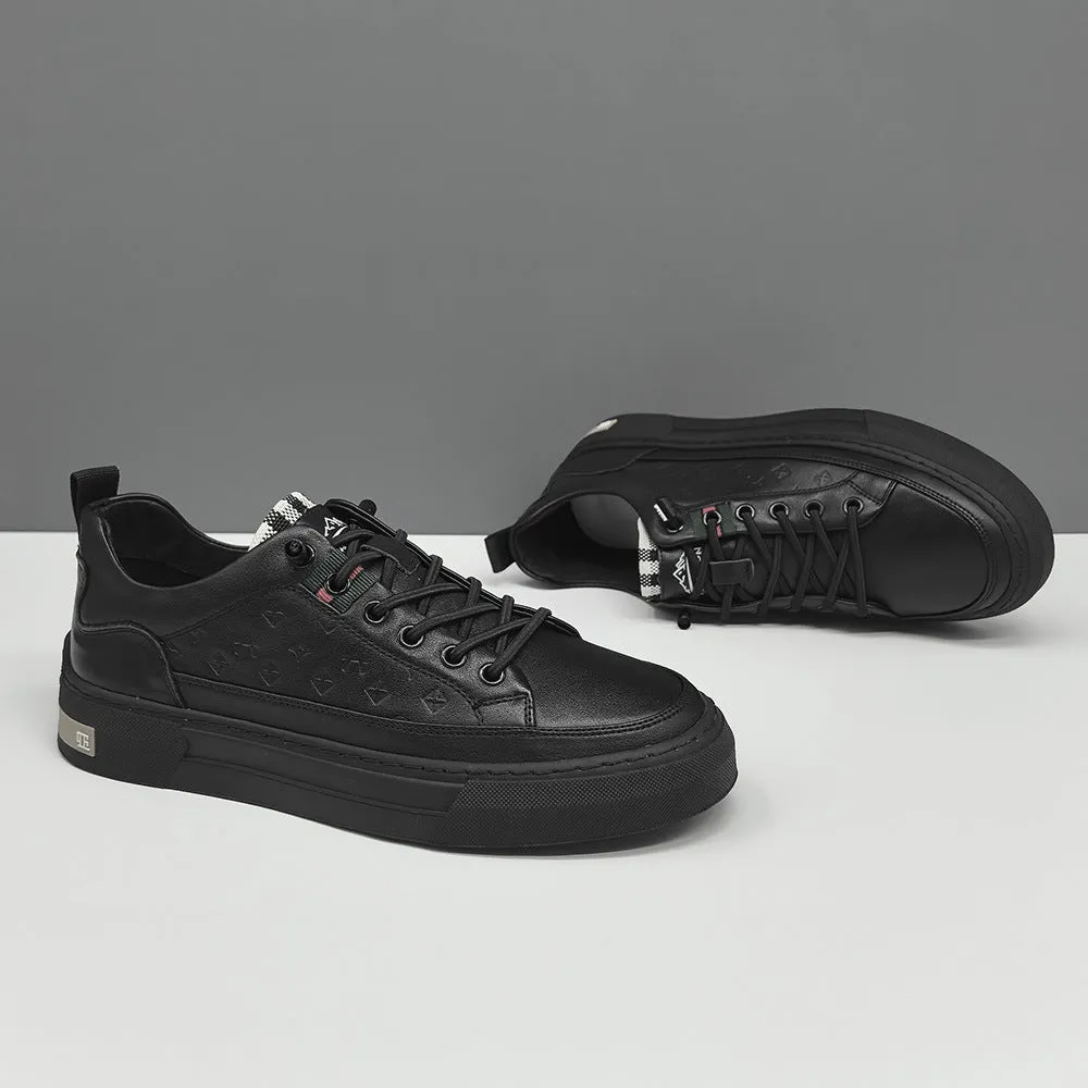 Men Fashion Embossed Leather Flat Casual Shoes