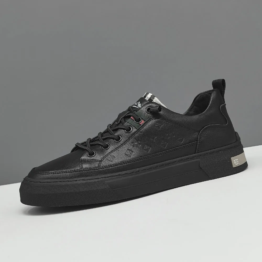 Men Fashion Embossed Leather Flat Casual Shoes