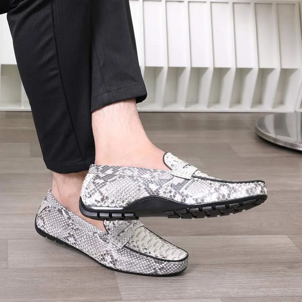 Men's Loafers,Outdoor Casual Work Walking Running Shoes High-end Genuine Leather Fashion Driving Flat Shoes,White- 41/UK 7.5/US 8