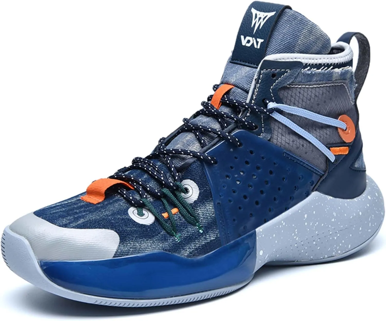 Mens Mesh Fabric Breathable High Top Lace Up Basketball Shoes Rubber Sole High Elasticity Running Shoes Anti Slip and Wear Resistant Mountaineering Shoes Badminton Sports Shoes Tennis Shot Put Shoes