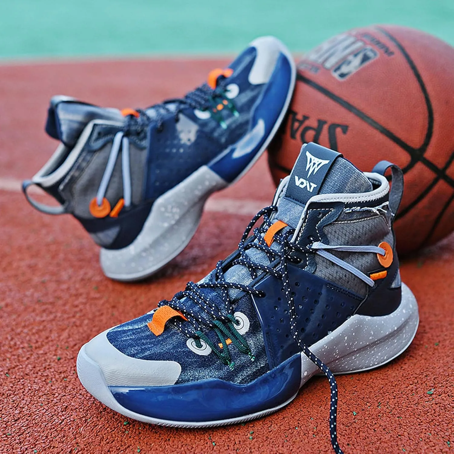 Mens Mesh Fabric Breathable High Top Lace Up Basketball Shoes Rubber Sole High Elasticity Running Shoes Anti Slip and Wear Resistant Mountaineering Shoes Badminton Sports Shoes Tennis Shot Put Shoes