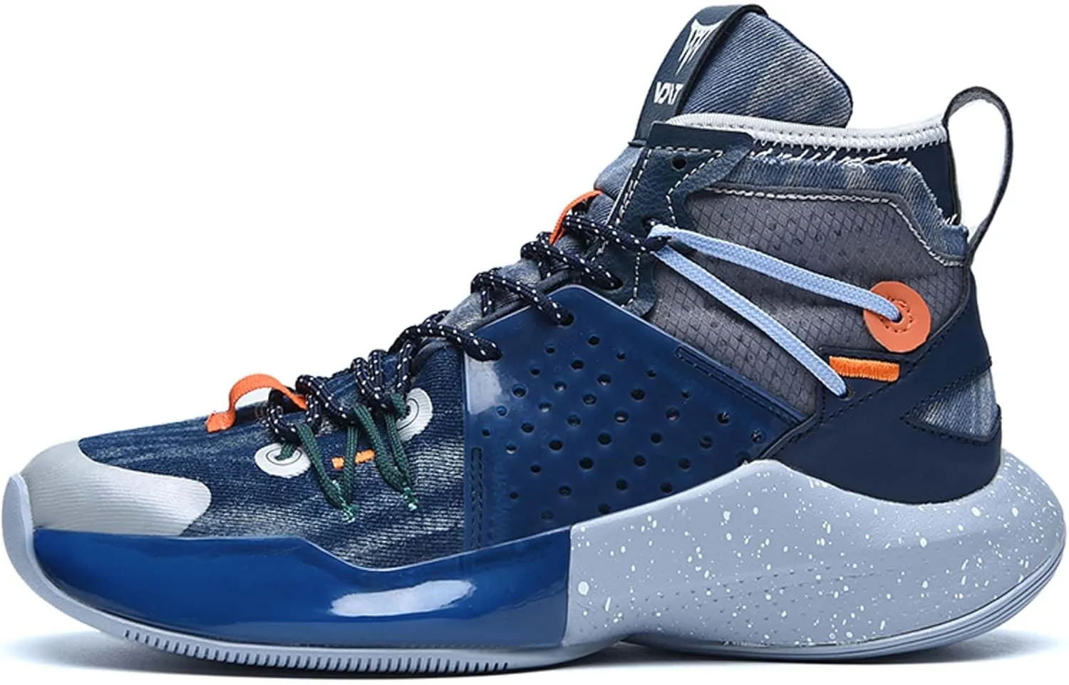 Mens Mesh Fabric Breathable High Top Lace Up Basketball Shoes Rubber Sole High Elasticity Running Shoes Anti Slip and Wear Resistant Mountaineering Shoes Badminton Sports Shoes Tennis Shot Put Shoes