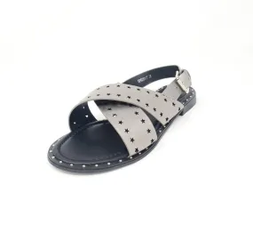 Metallic Grey Star Flat Sandals