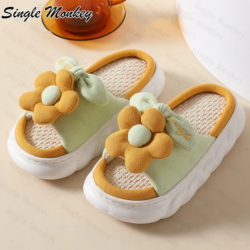 Platform Women Slippers Designer Sweet Cotton Home Shoes 2022 Summer Casual Flip-flops Indoor Thick Slides Women Shoes Sandals