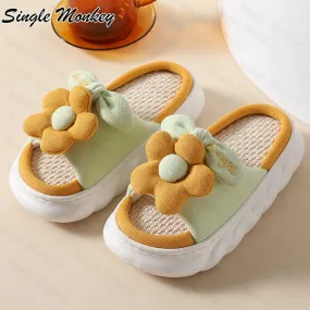 Platform Women Slippers Designer Sweet Cotton Home Shoes 2022 Summer Casual Flip-flops Indoor Thick Slides Women Shoes Sandals