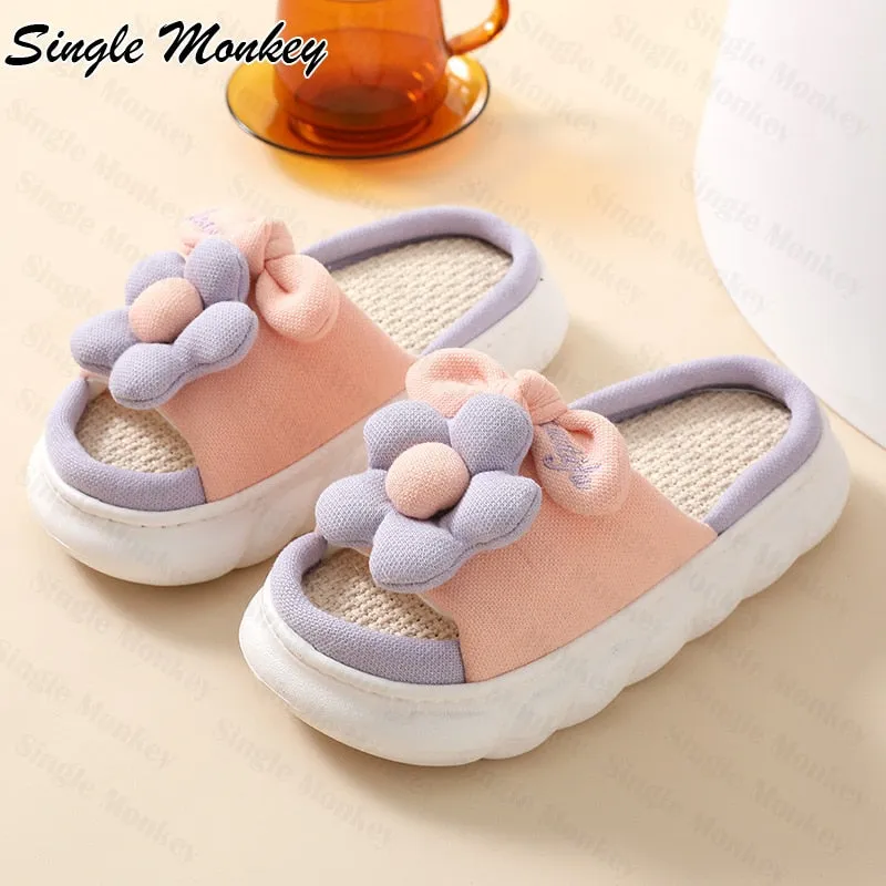 Platform Women Slippers Designer Sweet Cotton Home Shoes 2022 Summer Casual Flip-flops Indoor Thick Slides Women Shoes Sandals