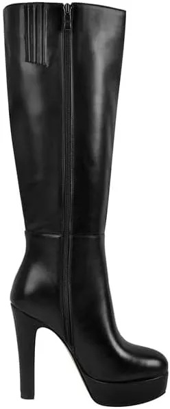 Richealnana Women's Platform Stiletto Heel Side Zipper Knee High Boots Solid Long Boots