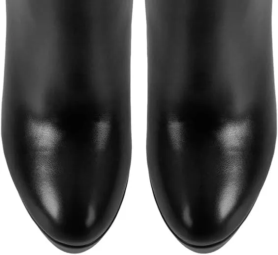 Richealnana Women's Platform Stiletto Heel Side Zipper Knee High Boots Solid Long Boots