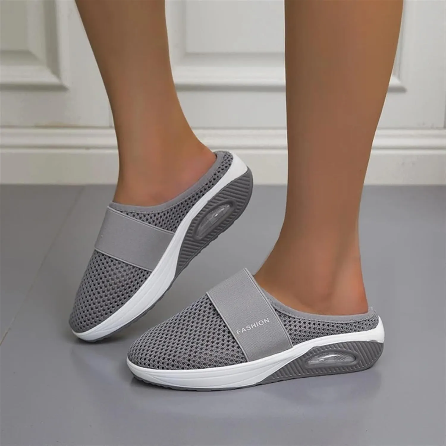 Sandals for Women 2025 Backless Walking Sneakers Air-Cushion Slip-on Walking Shoes Summer Mesh Air Cushion Orthopedic Diabetic Shoes with Arch-Support for Women 2025