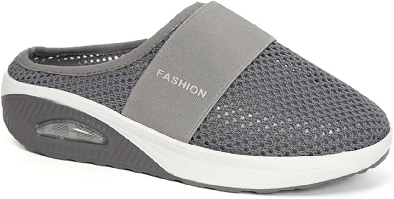Sandals for Women 2025 Backless Walking Sneakers Air-Cushion Slip-on Walking Shoes Summer Mesh Air Cushion Orthopedic Diabetic Shoes with Arch-Support for Women 2025