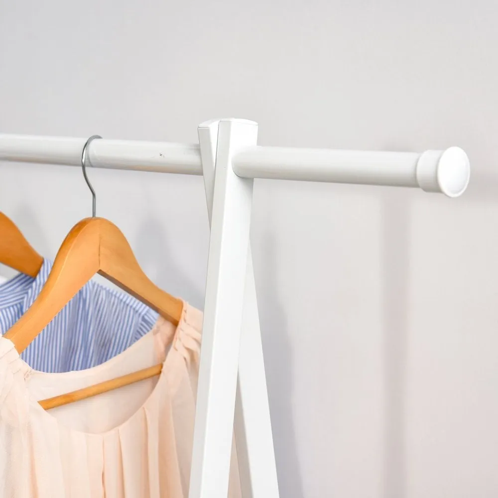 Steel Freestanding Clothes Rail w/ 2 Shelves White