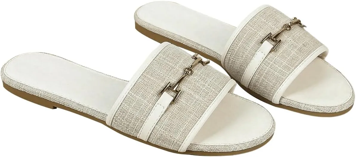 Verdusa Women's Open Toe Slides Single Band Slip On Flat Sandals Summer Shoes