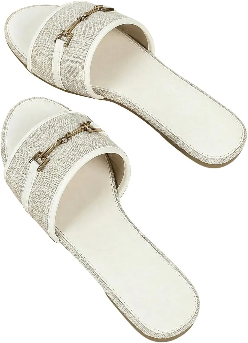 Verdusa Women's Open Toe Slides Single Band Slip On Flat Sandals Summer Shoes