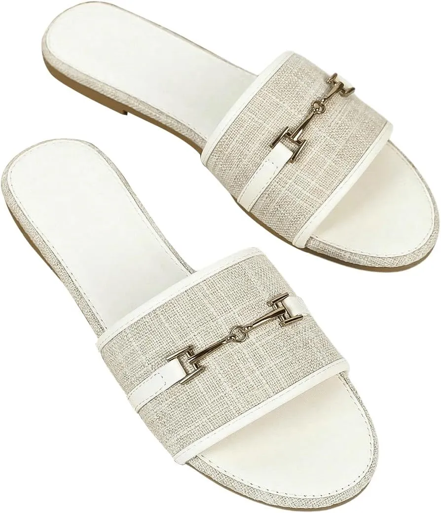 Verdusa Women's Open Toe Slides Single Band Slip On Flat Sandals Summer Shoes