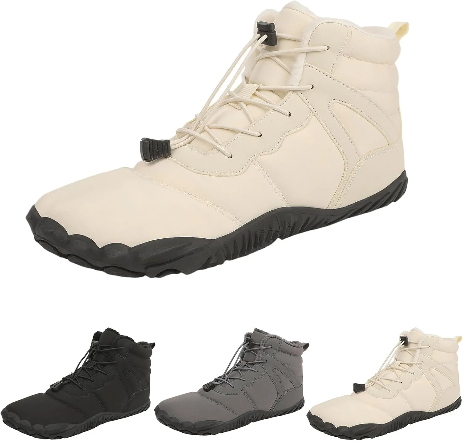 Winter Snow Boots for Women Wide Toe Box Barefoot Shoes Warm Fur Lined Waterproof Boots Zero Drop Sole Sneakers