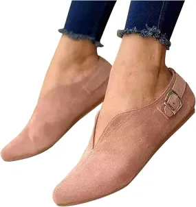 Women PU Leather Flat Shoes Slip On Flat Shallow Comfort Casual Single Shoes Dress Shoes