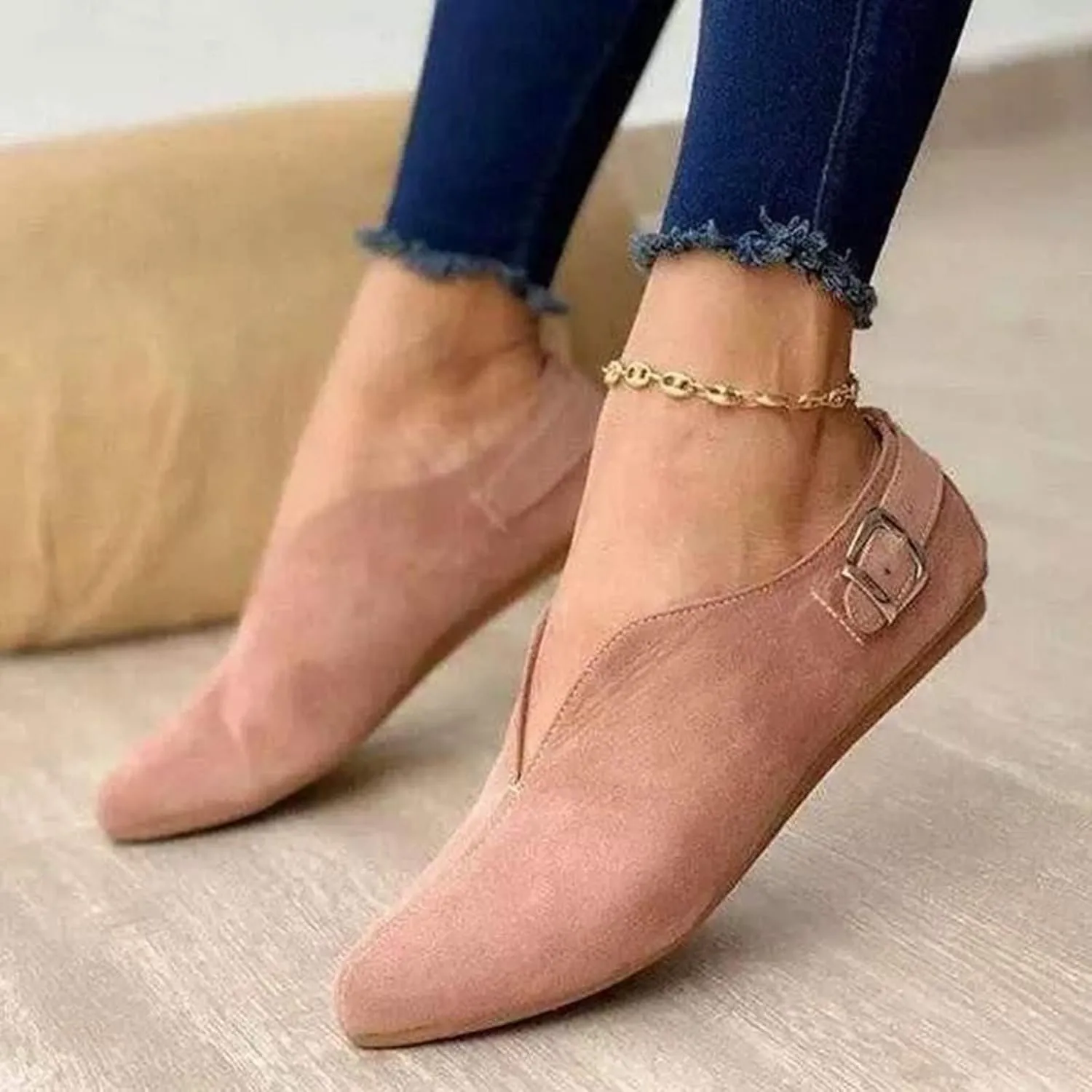 Women PU Leather Flat Shoes Slip On Flat Shallow Comfort Casual Single Shoes Dress Shoes