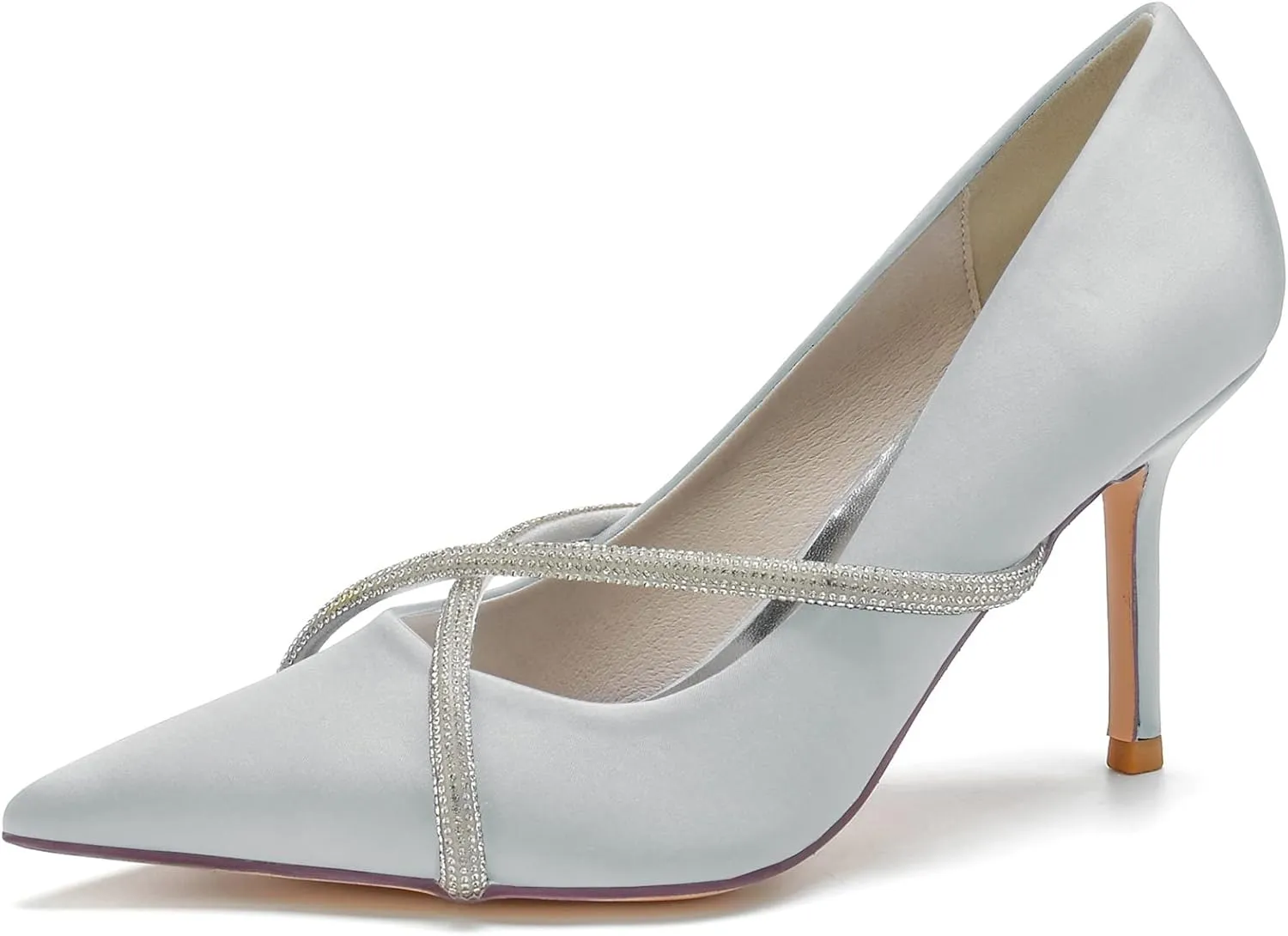 Women's Classic Closed Pointed Toe Stiletto High Heels Pumps Shoes for Party Evening Wedding,Silver,9